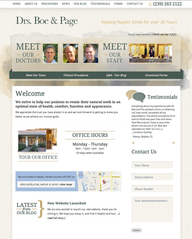Naples Web Design: Website Launched, Drs. Boe and Page